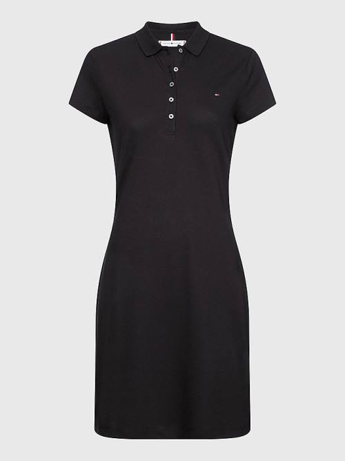 Black Tommy Hilfiger Slim Fit Polo Women's Dress | TH174IDE