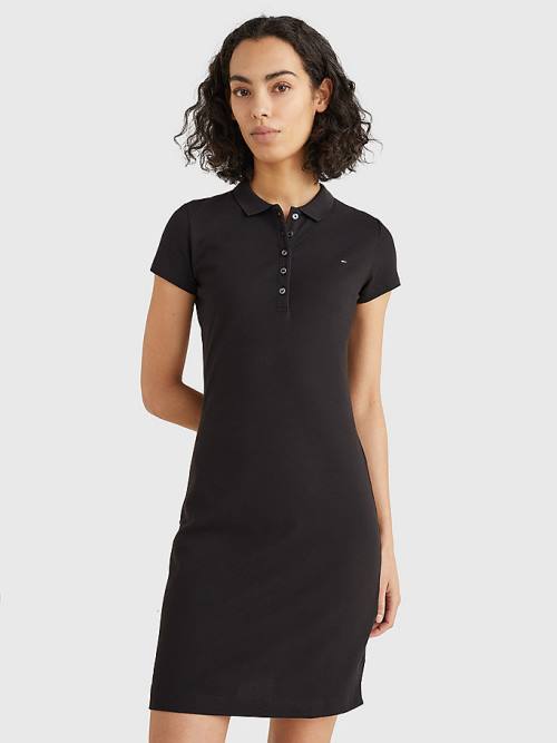 Black Tommy Hilfiger Slim Fit Polo Women\'s Dress | TH174IDE