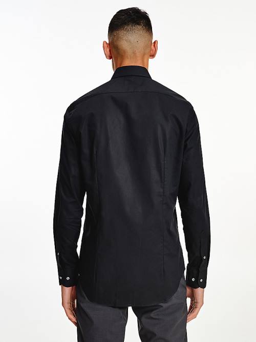 Black Tommy Hilfiger Slim Fit Poplin Men's Shirts | TH986EOG