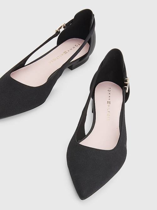 Black Tommy Hilfiger Slingback Pointed Women's Ballerina | TH189WRQ