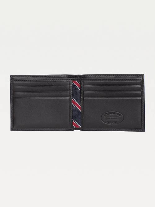 Black Tommy Hilfiger Small Embossed Bifold Men's Wallets | TH482HJZ