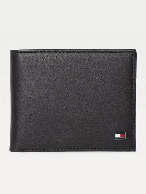 Black Tommy Hilfiger Small Embossed Bifold Men\'s Wallets | TH482HJZ