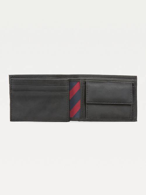 Black Tommy Hilfiger Small Leather Men's Wallets | TH058SON