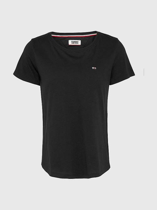 Black Tommy Hilfiger Soft Jersey Women's T Shirts | TH351ANK