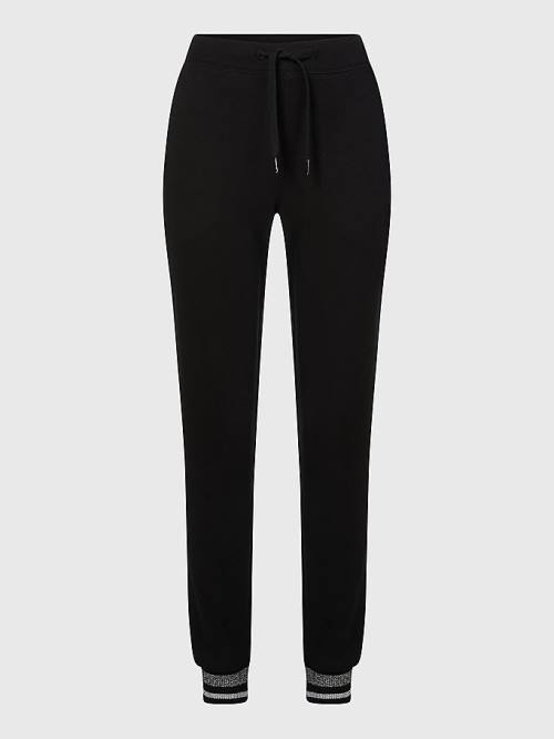 Black Tommy Hilfiger Sparkle Cuff Organic Cotton Joggers Women's Pants | TH517SQB