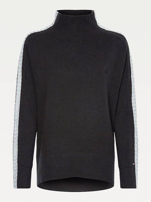 Black Tommy Hilfiger Sparkle Stripe Relaxed Fit Jumper Women's Sweaters | TH786FXS