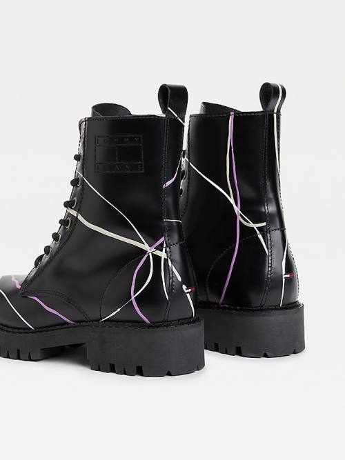 Black Tommy Hilfiger Splash Cleat Ankle Women's Boots | TH046IQW