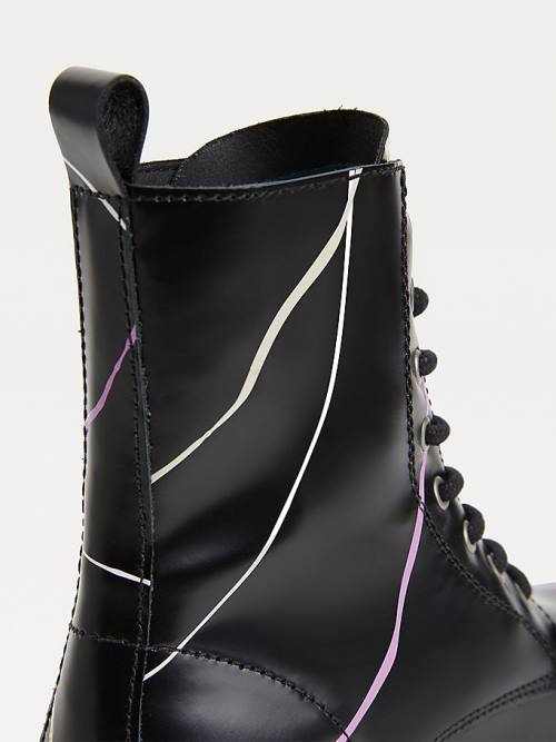 Black Tommy Hilfiger Splash Cleat Ankle Women's Boots | TH046IQW