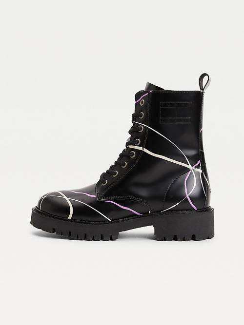 Black Tommy Hilfiger Splash Cleat Ankle Women's Boots | TH046IQW