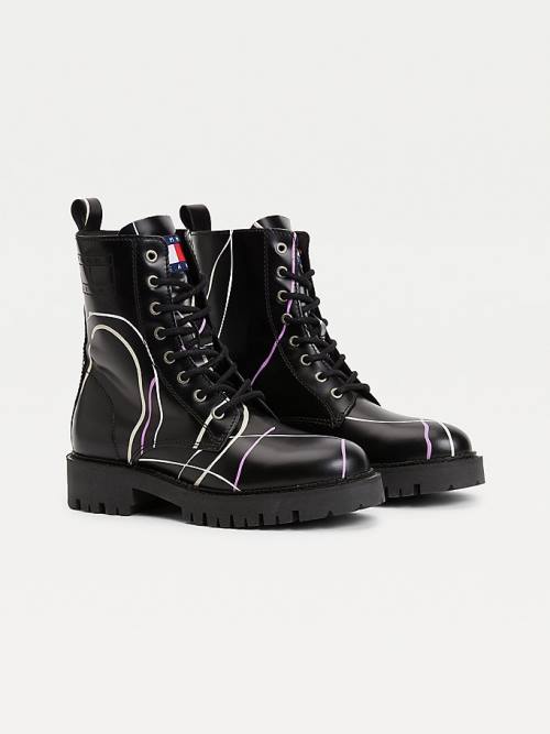 Black Tommy Hilfiger Splash Cleat Ankle Women\'s Boots | TH046IQW