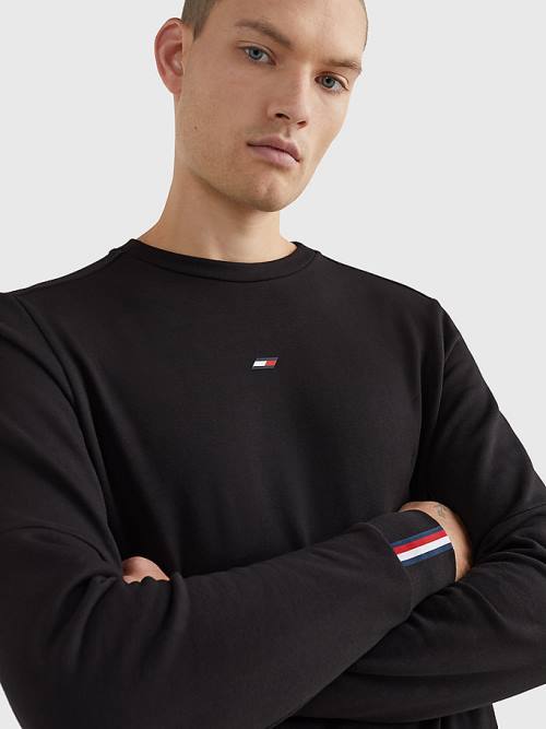 Black Tommy Hilfiger Sport Essential Organic Cotton Men's Sweatshirts | TH165SZR