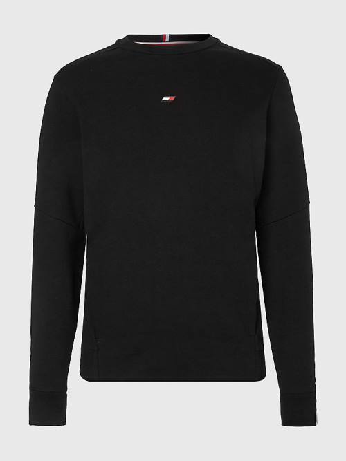 Black Tommy Hilfiger Sport Essential Organic Cotton Men's Sweatshirts | TH165SZR