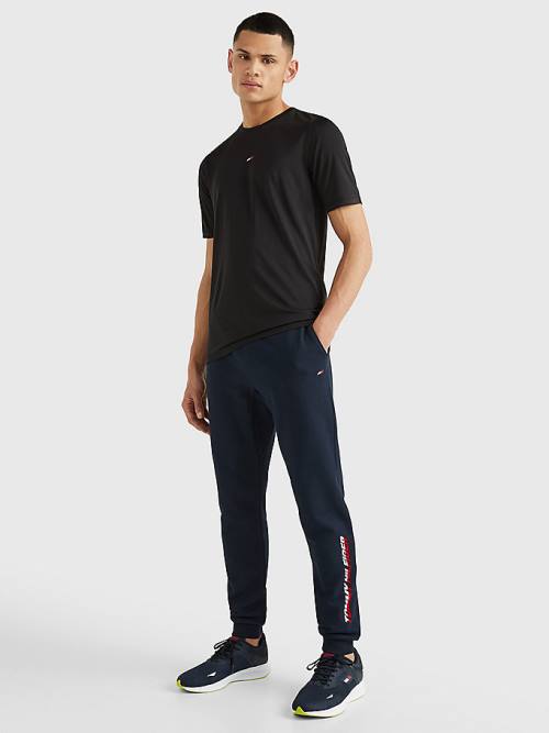 Black Tommy Hilfiger Sport Essential Slim Fit Recycled Men's T Shirts | TH976NPR