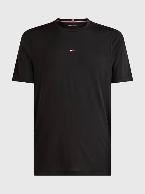 Black Tommy Hilfiger Sport Essential Slim Fit Recycled Men's T Shirts | TH976NPR