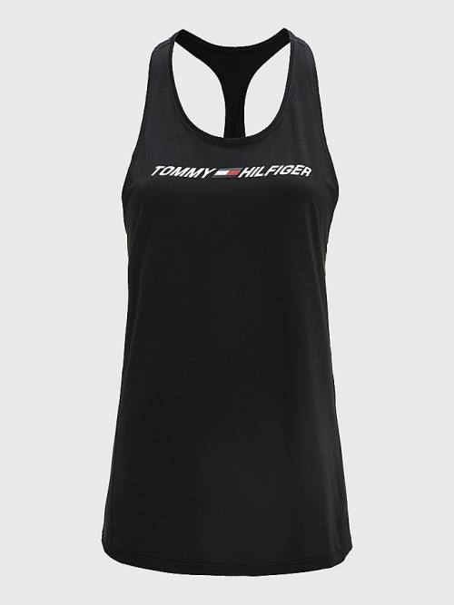 Black Tommy Hilfiger Sport Graphic Racerback Tank Top Women's T Shirts | TH537AYI