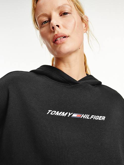 Black Tommy Hilfiger Sport Graphic Women's Hoodie | TH825IUH