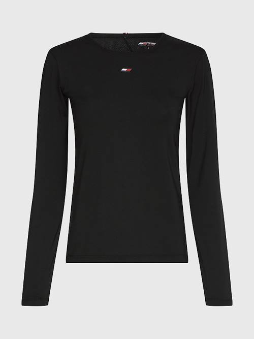 Black Tommy Hilfiger Sport Long Sleeve Women's T Shirts | TH419AWB