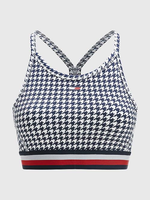 Black Tommy Hilfiger Sport Low Support Houndstooth Bra Women's Underwear | TH460YHW