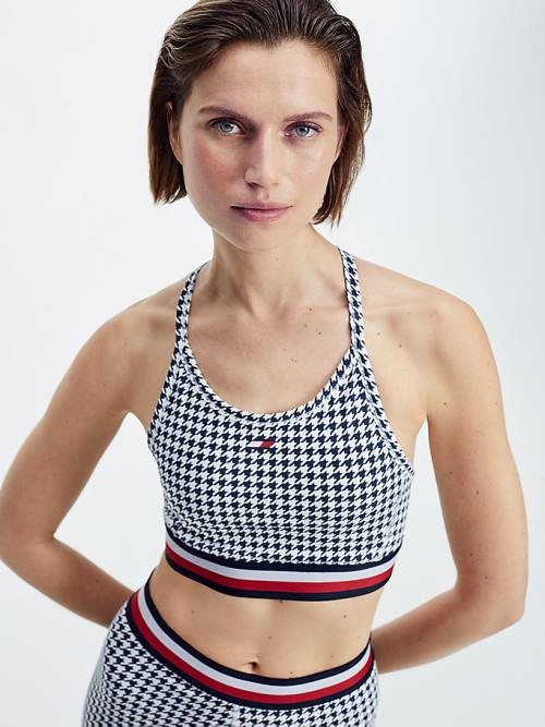 Black Tommy Hilfiger Sport Low Support Houndstooth Bra Women\'s Underwear | TH460YHW