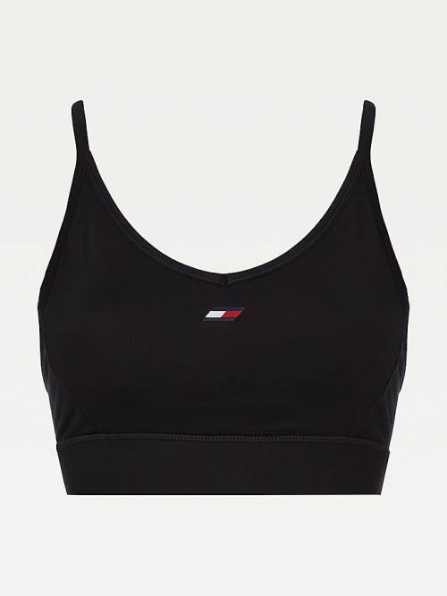 Black Tommy Hilfiger Sport Low Support Racerback Bra Women's Underwear | TH306KXQ