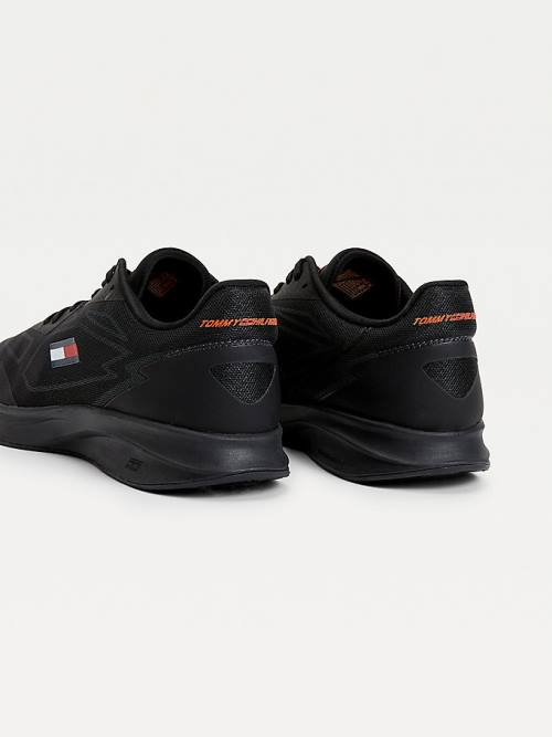 Black Tommy Hilfiger Sport Mixed Texture Men's Sneakers | TH597STG