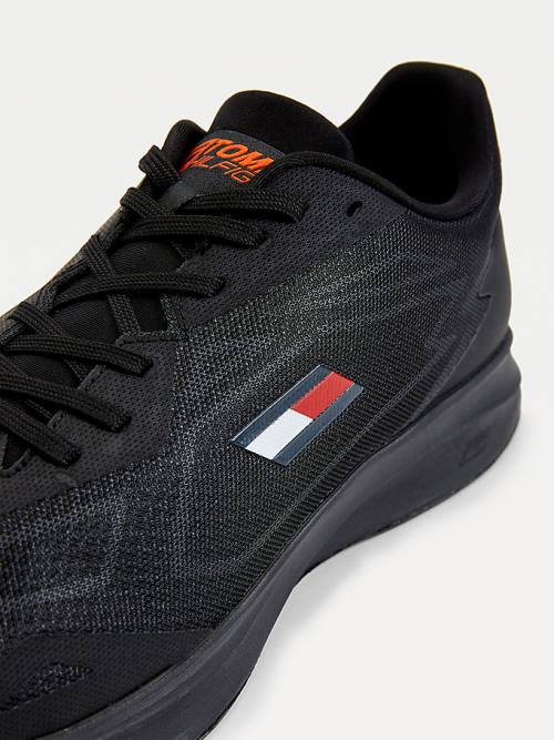 Black Tommy Hilfiger Sport Mixed Texture Men's Sneakers | TH597STG