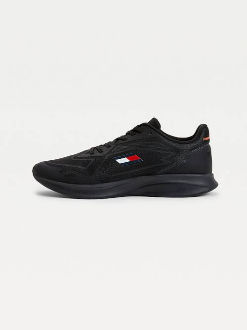 Black Tommy Hilfiger Sport Mixed Texture Men's Sneakers | TH597STG