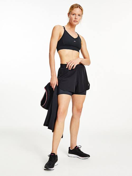 Black Tommy Hilfiger Sport Performance 2-in-1 Women's Shorts | TH142MIF