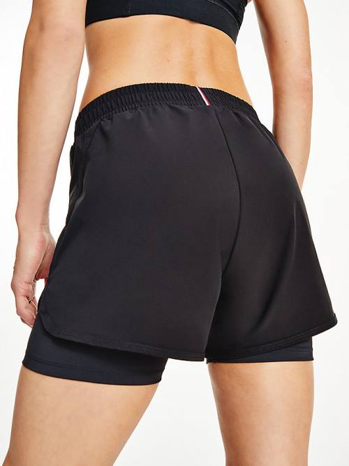 Black Tommy Hilfiger Sport Performance 2-in-1 Women's Shorts | TH142MIF