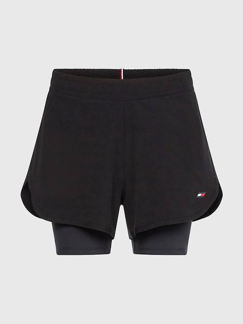 Black Tommy Hilfiger Sport Performance 2-in-1 Women's Shorts | TH142MIF