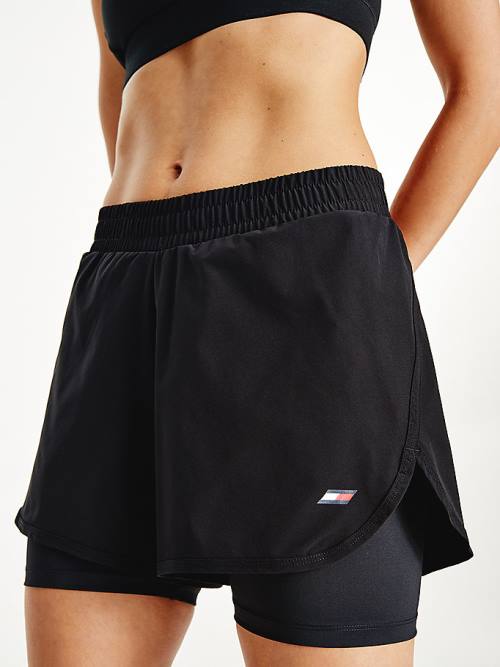 Black Tommy Hilfiger Sport Performance 2-in-1 Women\'s Shorts | TH142MIF