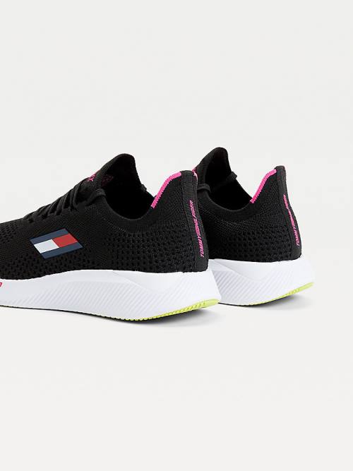 Black Tommy Hilfiger Sport Performance Knitted Elite Women's Sneakers | TH943URO