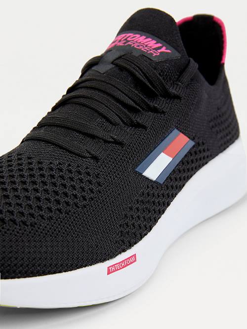 Black Tommy Hilfiger Sport Performance Knitted Elite Women's Sneakers | TH943URO