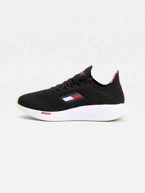 Black Tommy Hilfiger Sport Performance Knitted Elite Women's Sneakers | TH943URO