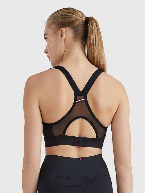 Black Tommy Hilfiger Sport Racerback High Support Bra Women's Underwear | TH965PJL