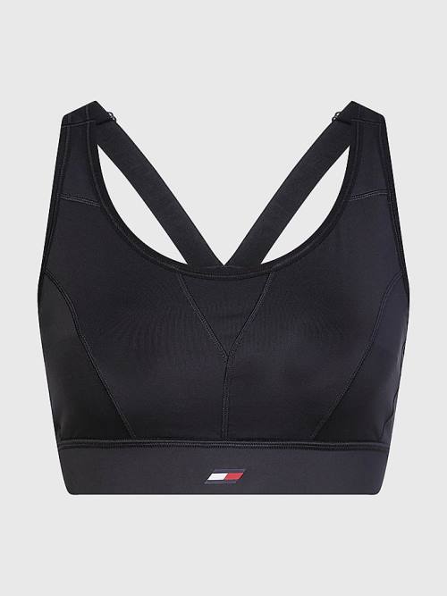 Black Tommy Hilfiger Sport Racerback High Support Bra Women's Underwear | TH965PJL