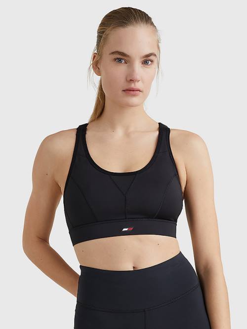 Black Tommy Hilfiger Sport Racerback High Support Bra Women\'s Underwear | TH965PJL