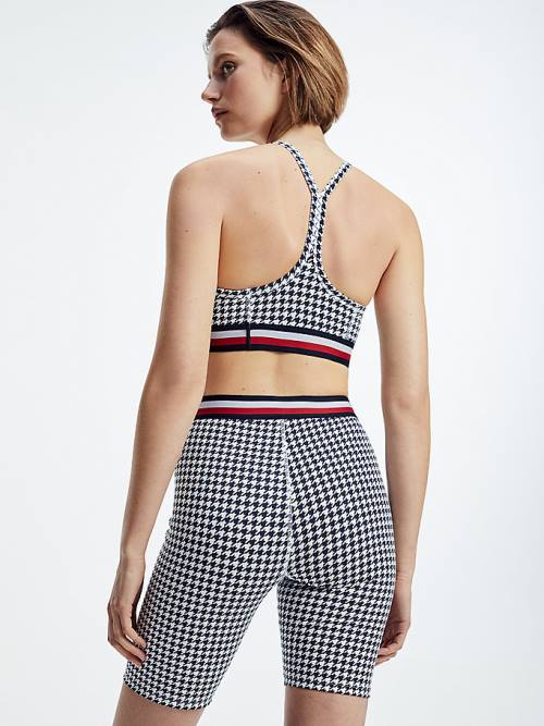 Black Tommy Hilfiger Sport Signature Houndstooth Check Women's Shorts | TH632GFO