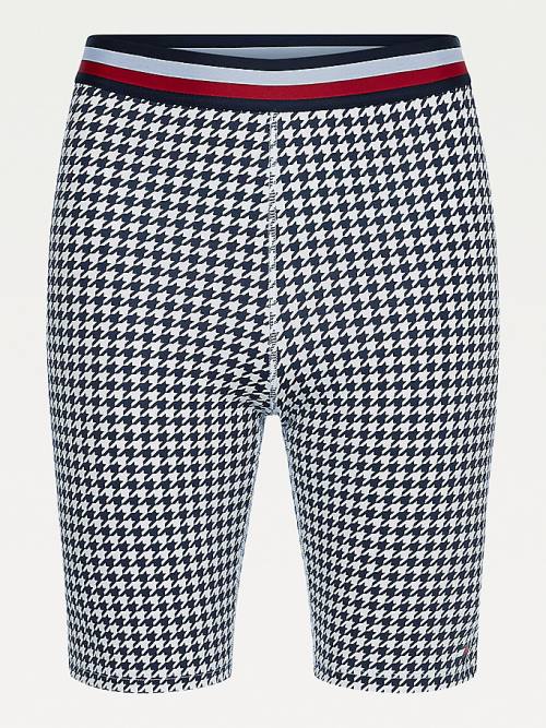 Black Tommy Hilfiger Sport Signature Houndstooth Check Women's Shorts | TH632GFO