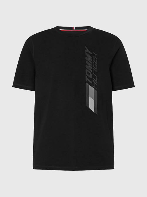 Black Tommy Hilfiger Sport Stretch Organic Cotton Jersey Men's T Shirts | TH435TGU