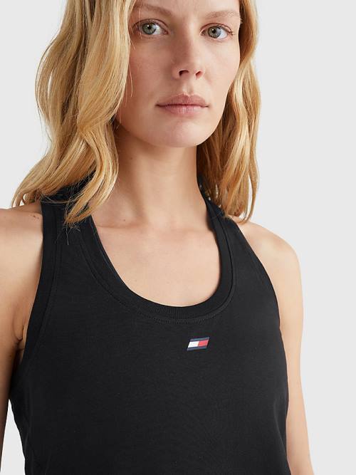 Black Tommy Hilfiger Sport TH Cool Racerback Tank Top Women's T Shirts | TH268RVL