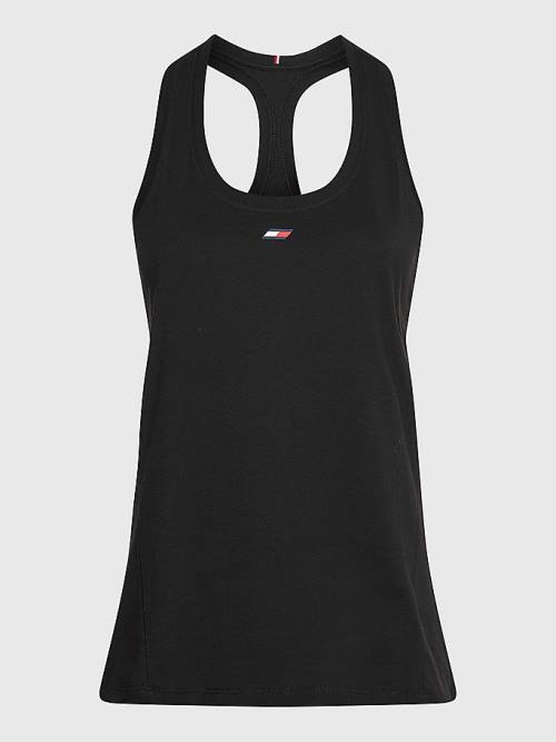 Black Tommy Hilfiger Sport TH Cool Racerback Tank Top Women's T Shirts | TH268RVL