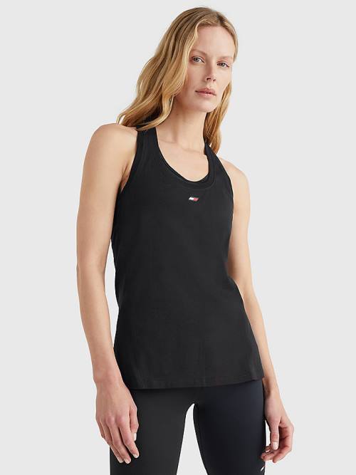 Black Tommy Hilfiger Sport TH Cool Racerback Tank Top Women\'s T Shirts | TH268RVL