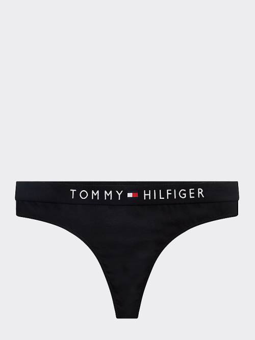 Black Tommy Hilfiger Stretch Cotton Thong Women's Underwear | TH847EOP