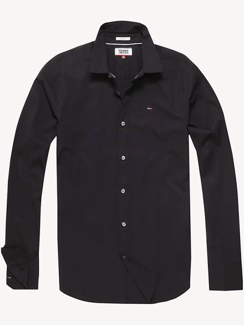 Black Tommy Hilfiger Stretch Slim Fit Men\'s Shirts | TH468QSA