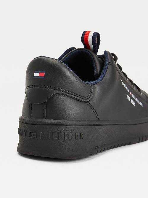 Black Tommy Hilfiger Stripe Webbing Low-Top Boys' Sneakers | TH395GIR