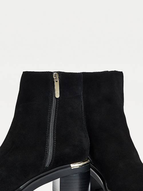 Black Tommy Hilfiger Suede Block Heel Cleat Women's Boots | TH501LPO