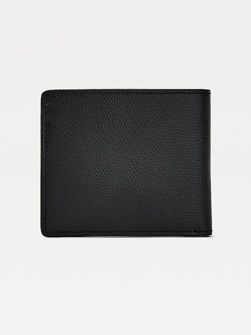 Black Tommy Hilfiger TH Business Card And Coin Men's Wallets | TH671UYT