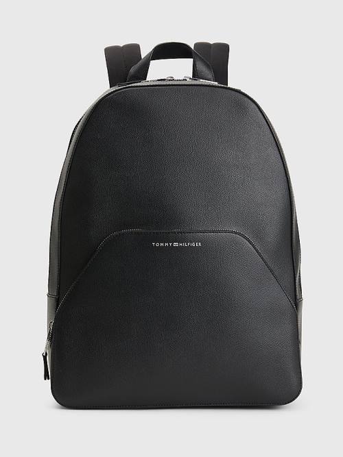 Black Tommy Hilfiger TH Business Leather Backpack Men\'s Bags | TH169HYN