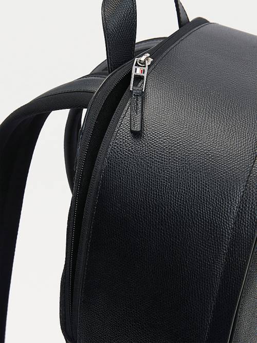 Black Tommy Hilfiger TH Business Leather Backpack Men's Bags | TH431KRP